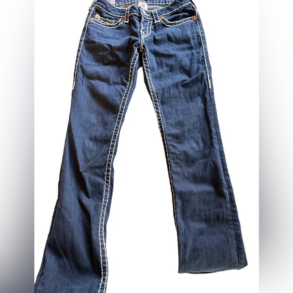 Size 27 True Religion Johnny super T T dark blue/white contrast stitching. EUC - Picture 3 of 16